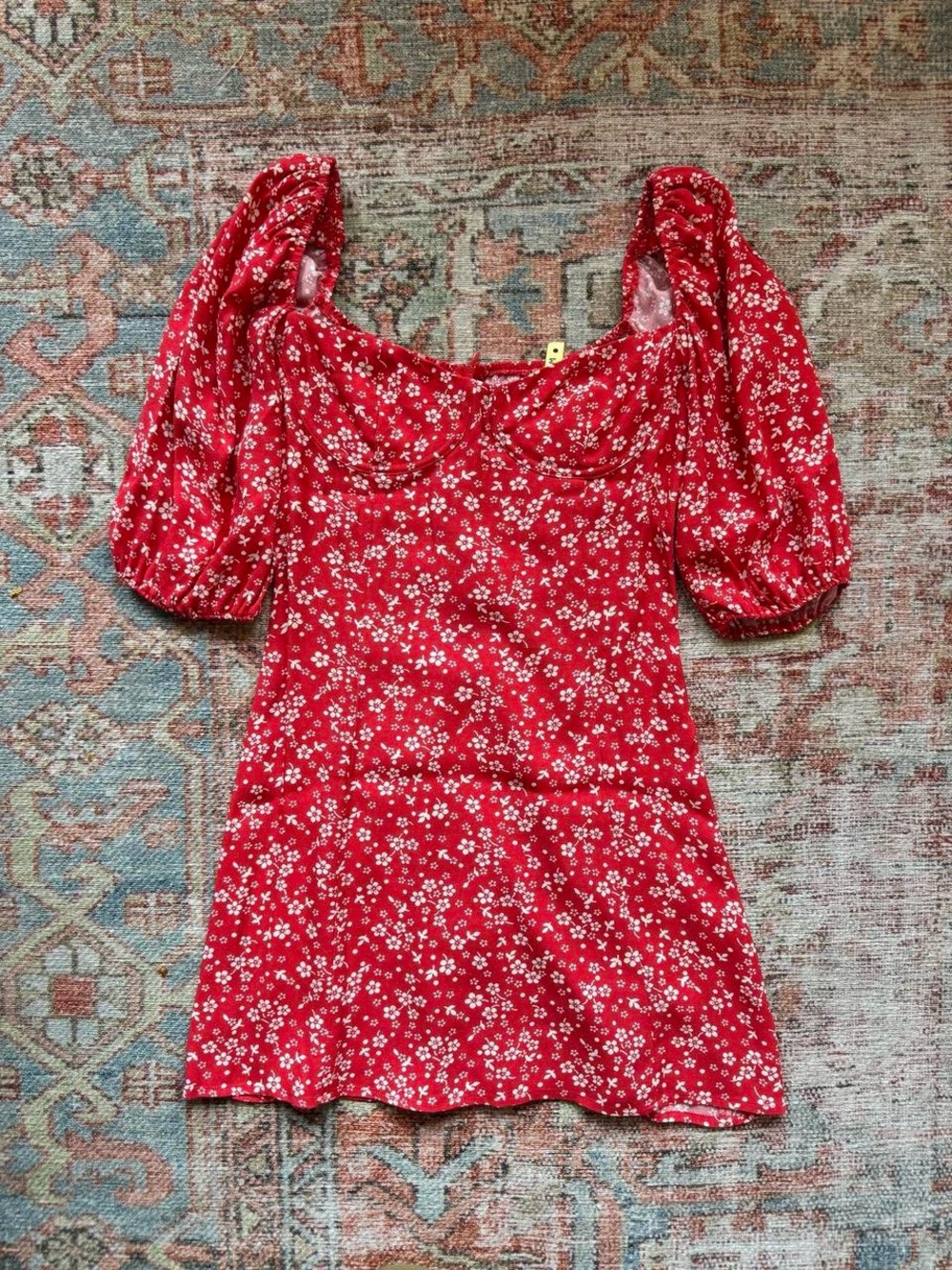 Reformation Red Floral Sweetheart Mini Dress